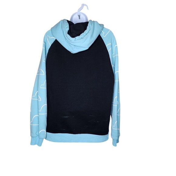 D'Angelo Wallace Who Cares Hoodie Sweatshirt Bee Clouds Mens Size M Black Blue - Picture 5 of 7